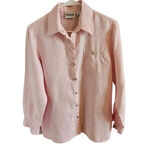 Chico's Design Woman Size S (Chico 0) 100% Linen Button up Shirt Beach Relaxed